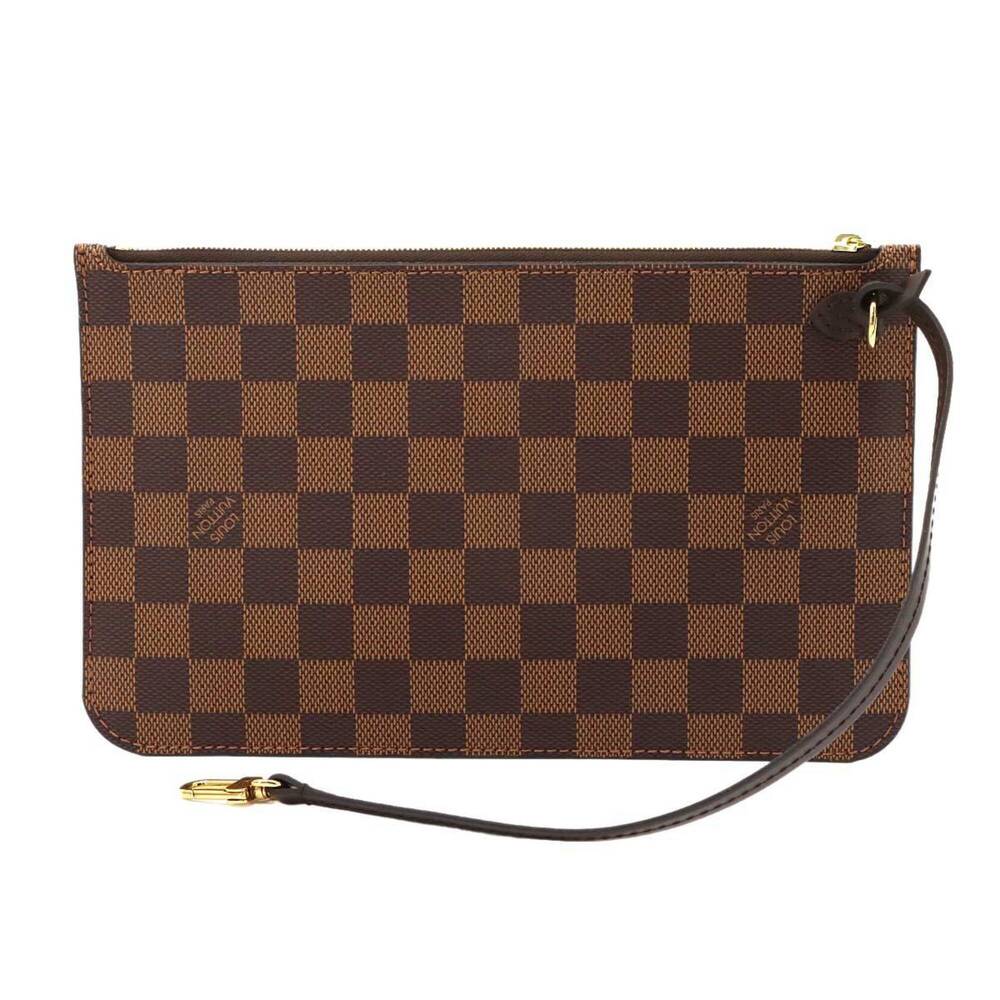 LOUIS VUITTON Brown Damier Leather Neverfull Pouch - Picture 2 of 7